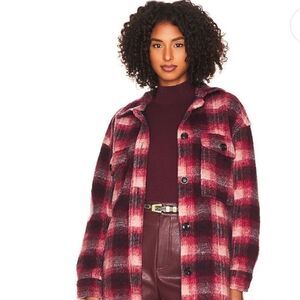 Sanctuary Plaid Town Jacket Woodland Plaid jacket coat burgundy size XS New